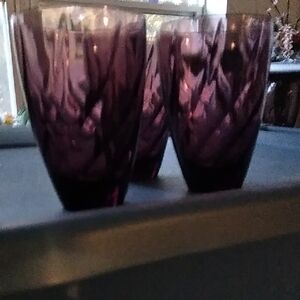 Hazel-Atlas Purple Tumblers (3)